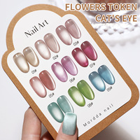 FLOWERS TOKEN Huile Gel UV 9 Couleurs Nouveau Printemps/Été, Vernis Œil de Chat 9 Couleurs Tendance Salon Personnalisé