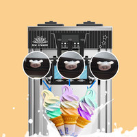 Machine à glace italienne verticale automatique commerciale à 3 saveurs pour les entreprises, option en libre-service