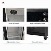 Lemari Pendingin Display Vertikal, Pintu Kaca Tunggal, 110-240V, Pendingin Display, untuk Supermarket Restoran Hotel Bar, Pabrik OEM