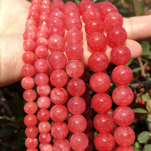 Moda 6/8/10/12MM perline di pietra allentata di giada rossa rodocrosite tinta rotonda per braccialetto collana fai da te - Product Image 4