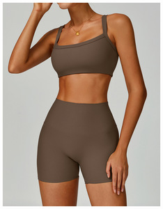 Haut de soutien-gorge de <span class=keywords><strong>sport</strong></span> à séchage rapide personnalisé avec veste à glissière pantalons de yoga shorts 5 pièces Fitness vêtements de <span class=keywords><strong>sport</strong></span> pour femmes ensembles d'entraînement - Product Image 4