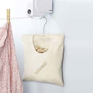 Sac à pinces à linge en toile de coton naturel, sac de rangement pour pinces à linge suspendu - Product Image 4