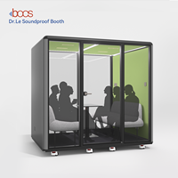 Cabine de bureau insonorisée pour 6 personnes, éclairage LED, grande cabine acoustique pour hôtel, entrepôt, espace de travail moderne, directement de l'usine