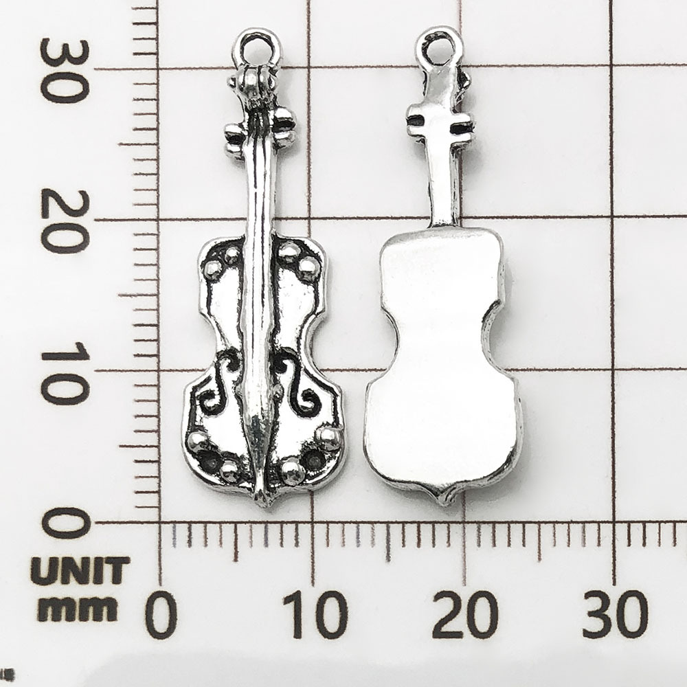 1 guitare musicale antique en argent - 2,5g - 11*32mm - 5808