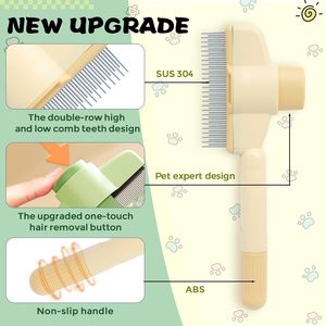 Wholesale Safe and Portable Stainless Steel Pet Hair Comb Cat/<b>Dog</b> Hair Removal Brush with Release <b>Button</b> - Product Image 3
