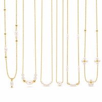 WANQI Nouveauté Collier Unisexe en Acier Inoxydable Anti-ternissement avec Breloque Fleur Perle Plaqué Or Bijoux Tendance pour Femme