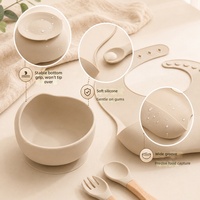 Ensemble de 10 pièces pour l'alimentation des bébés : assiette, bavoir et bol en silicone de qualité alimentaire pour la diversification alimentaire
