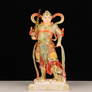 Estatua de Buda de Resina de Bodhisattva del Monasterio Vettaka, Adorno de Culto Doméstico de Jade Blanco, Figura de Guan Gong Vettaka Martial de Pie - Product Image 4