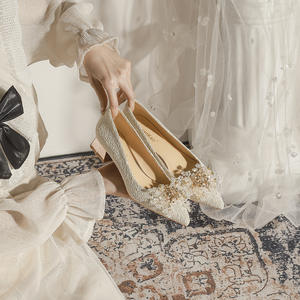 Chaussures de mariage pour femmes, style coréen 2006, bout pointu, plateforme en cristal, chaussures de mariée, tendance de la mode des demoiselles d'honneur, toujours tendance - Product Image 6