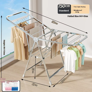 Support métallique pliable au sol Support de séchage en acier inoxydable Support de séchage mobile et extensible peu encombrant - Product Image 3