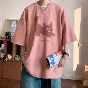 Men's Casual Loose Short Sleeved T Shirt Suede Burned Pattern Digital Printed Plus Size Half Sleeve T Shirts - Product Image 4