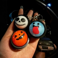 Porte-clés lumineux à bouton-poussoir pour Halloween, motifs Crâne, Citrouille, Fantôme, cadeau de fête, vente en gros