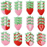Patch brodé thermocollant mignon en forme de fraise blanche crémeuse pour la décoration de vêtements d'enfants
