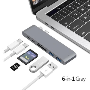 Hub USB C 7 en 1, double type C vers HDTV 4K, USB 3.0, <span class=keywords><strong>Thunderbolt</strong></span> 3, lecteur de carte TF SD, station d'accueil pour Macbook Pro - Product Image 4