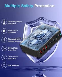 600W High Quality Multi-Function Charger Pd <b>Adapter</b> 3 USB+5 <b>Type</b>-<b>c</b> 8 Ports Desktop Charger Station for Phone Tablet and Laptop - Product Image 5