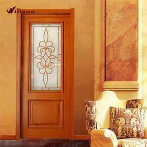 <span class=keywords><strong>Porte</strong></span> en bois d'acajou magnifique avec verre coloré en demi-cercle pour balcon - Product Image 4