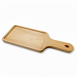 Elegante bandeja de madera rectangular para hornear para pizza, bistec, pan, pastel, verduras para el hogar, plato de madera - Product Image 1