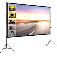 Écran de projection portable Javes 120 pouces 16:9 à pliage rapide, certifié CE, avec boîtier en aluminium et toile polyester blanc mat pour extérieur