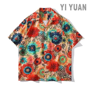 个性化时尚2023最新设计夏季高品质定制男士太阳印花衬衫