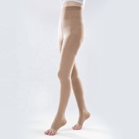Collants de compression unisexes en nylon médical opaque noir 20-30 mmHg à bout ouvert pour varices