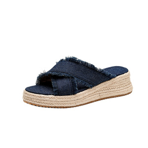 Pantuflas de Mezclilla Estilo 2026 - Pantuflas de Tacón Alto con Plataforma Tejida para Mujer, para Verano - Product Image 5