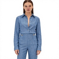 Ensemble deux pièces décontracté pour femme YFY, nouvelle collection printemps 2026, chemise à col boutonné à manches longues, pantalon long jusqu'aux chevilles, élégant et tendance