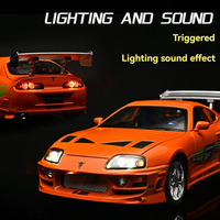 Modèle de voiture miniature en métal 1:24 Supra A80 Super Car Fast Furious JDM avec son et lumière, modèle de voiture en métal à rétrofriction, jouets