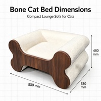 Maison pour chat en bois USMILEPET avec cadre en bois massif, nid pour animaux de compagnie avec éponge et tissu en polaire Teddy