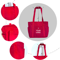 Sac fourre-tout en toile bordeaux vif personnalisable, réutilisable, pour emballage cadeau, fournitures de fête et cadeaux événementiels