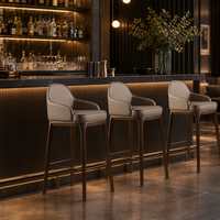 Chaise de bar en bois de style moderne du milieu du siècle, tabouret haut confortable et rembourré pour la décoration de bar à domicile