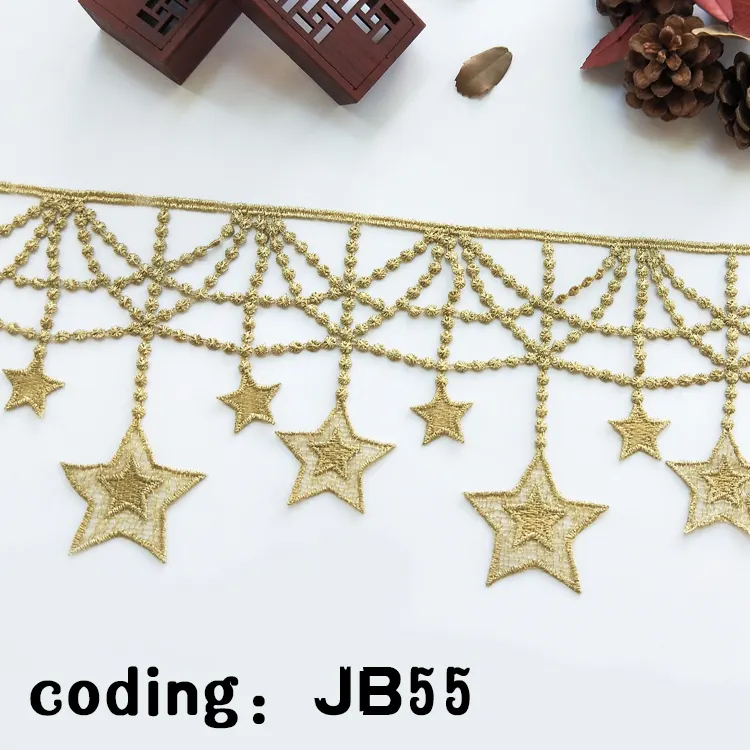 Fashionable polyester lace edging with star webbing 14.5cm tassel Ramadan decorative lace