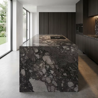 Losa de Mármol Gris Breccia Natural para Proyectos de Ingeniería Hotelera, Encimeras de Cocina, Muebles de Baño, Revestimiento de Paredes y Pisos