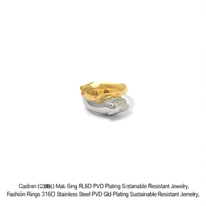 Fashion Trendy Modern Unisex <b>Rings</b> 316L Stainless Steel PVD <b>Gold</b> Plating Sustainable Resistant Geometric Jewelry - Product Image 2