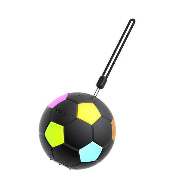 Portable Bluetooth Speaker Football-Shaped ABS Plastic RGB Light 3W 1200mAh Mini Hifi Speaker with Lanyard for Outdoor Travel