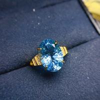 Nouveau Design délicat bonne chance 925 argent Sterling coupe ovale topaze naturelle bague en pierre pour les femmes en gros