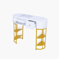 Table de Manucure Moderne Blanche en Bois et Verre pour Salon de Beauté et Onglerie – Vente en Gros