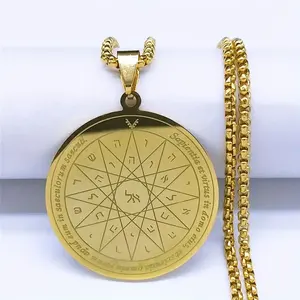 316l Stainless Steel Pvd 18k Gold Plated Sacred Geometry Hot Sale Solomon's Mystery Key Necklace Magician Symbol Necklace