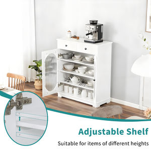 خزانة جانبية خشبية مخصصة للتخزين مع درجين وباب أكريليك، ورف قابل للتعديل - Product Image 4