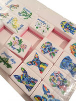Jeu de Mahjong Américain Peint à la Main avec Motifs Canins Colorés, 160 Tuiles en Acrylique Écologique, Thème Amoureux des Animaux, Jeu Complet pour 4 Joueurs
