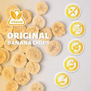 Healthy Bulk Packaging Vietnam Grown BRCGS ISO Free Sample FD Freeze-Dried Crispy Sliced Fruit Natural Sweetness <b>Banana</b> Snack - Product Image 5