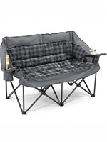 Canapé de camping double robuste en acier inoxydable, pliable, capacité de 800 lb, design moderne, forme carrée, tissu Oxford