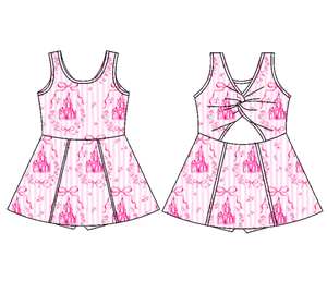 Nouvelles Robes de Yoga Respirantes pour Filles : Tenue Athlétique Florale d'Été Personnalisée avec Nœuds Château de Princesse Rose et Short Intégré - Product Image 3