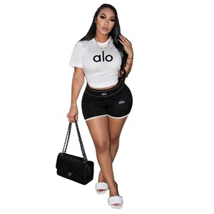 Y71639 Nuovo Set Estivo da Donna: T-shirt a Maniche Corte e Pantaloncini Sopra il Ginocchio, Casual, Traspirante, con Stampa a Lettere, Moda Sportiva - Product Image 4