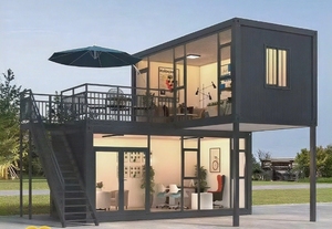 Maison conteneur préfabriquée personnalisable de 20 et 40 pieds, bureau portable, salle de douche pour le personnel, café avec mur-rideau en verre - Product Image 5