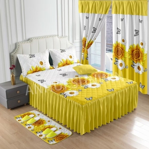 Thấp Moq Tùy Chỉnh 9 Mảnh Bộ Đồ Giường Đặt Tấm Phẳng Vua Kích Thước Giường Váy Nệm Bìa Bộ Cho Phòng Ngủ Với Rèm Cửa Sổ - Product Image 2