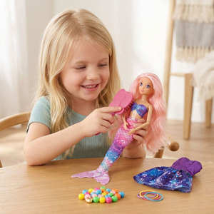 Poupée sirène de luxe en PVC de 29 cm avec accessoires de toilettage, emballée en boîte vitrine, stock en gros - Product Image 1