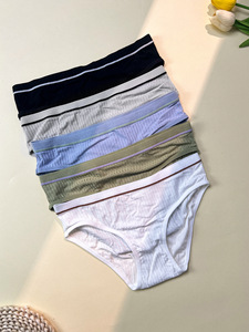 Culottes string en nylon tricoté pour femme, couleur unie, antibactériennes, taille mi-haute, avec logo à la taille, décontractées, pour le quotidien, lavables en machine - Product Image 5