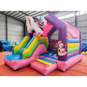 <span class=keywords><strong>Château</strong></span> gonflable commercial à thème licorne avec double toboggan, <span class=keywords><strong>château</strong></span> sauteur arc-en-ciel magique pour location de fêtes d'enfants - Product Image 3