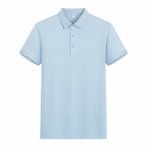 Polo en coton bleu foncé uni à manches courtes pour usage quotidien - Product Image 4