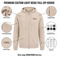 Felpa con Cappuccio da Uomo Personalizzata con Zip Integrale, Ricamata, in Lana e Cashmere Pesante, Stile Vintage Essenziale, con Cerniera RWS